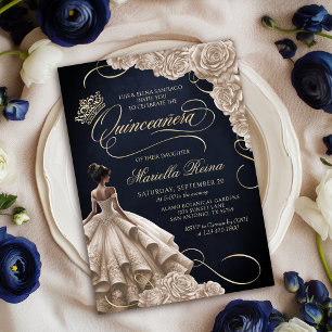 Convites Champanhe Vestido Floral Quinceañera
