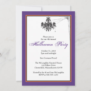 Convites Chandelier com a Festa Cob Web Halloween