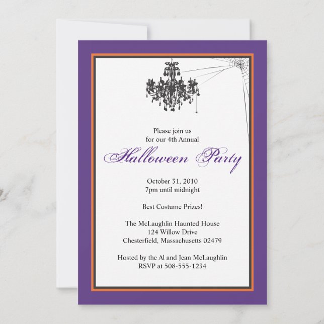 Convites Chandelier com a Festa de Halloween da Web Cob (Frente)