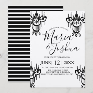 Convites Chandelier Halloween Casando Black Kraft