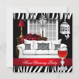 Convites Chandelier Vermelho Branco Preto Zebra Aquecimento