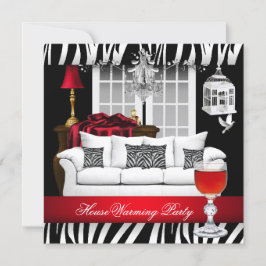 Convites Chandelier Vermelho Branco Preto Zebra Aquecimento