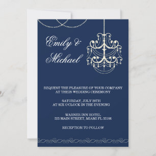 Convites Chandelier Wedation Invitation Blue