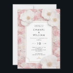 Convites Chanel-inspired blush pink all floral wedding<br><div class="desc">Elegance personified! This Chanel-inspired wedding invitation is a luxuriously adorned masterpiece. The text is embraced by opulent pink,  white and bejeweled flowers,  creating an invitation that exudes timeless style and romantic sophistication.</div>