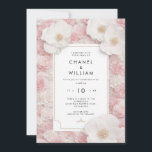 Convites Chanel-inspired blush pink all floral wedding<br><div class="desc">Elegance personified! This Chanel-inspired wedding invitation is a luxuriously adorned masterpiece. The text is embraced by opulent pink,  white and bejeweled flowers,  creating an invitation that exudes timeless style and romantic sophistication.</div>