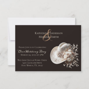 Convites Chapéu branco de vaqueira com casamento de flores