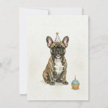 Chapéu de Aniversário de Cupcake de Bulldog Francê