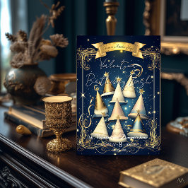 Convites Chapéu de Aniversário Elegante | Dourado e Azul-Ma