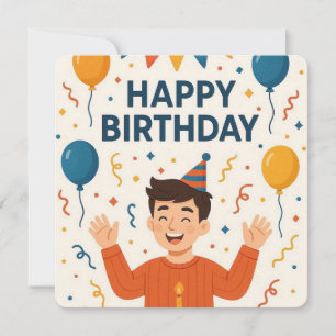 Convites Chapéu de Balão de Festa de Aniversário Divertido