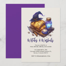 Convites Chapéu de bruxa com pão brilhante, Halloween