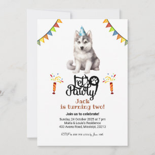 Convites Chapéu de Cachorro Husky Siberiano Vamos Festejar 
