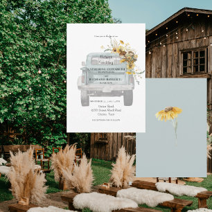 Convites Chapéu de Cowboy de Casamento Sunflower Turquesa R