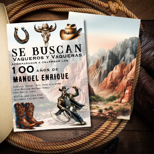 Convites Chapéu de Cowboy Western Espanhol Vaquero 100º Ani