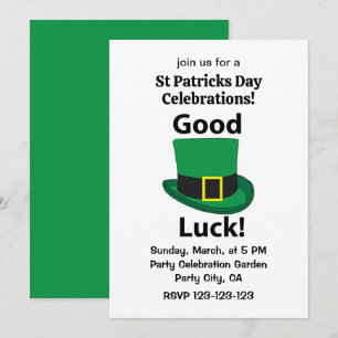 Convites Chapéu de Leprechaun Boa Sorte Dia de São Patrício