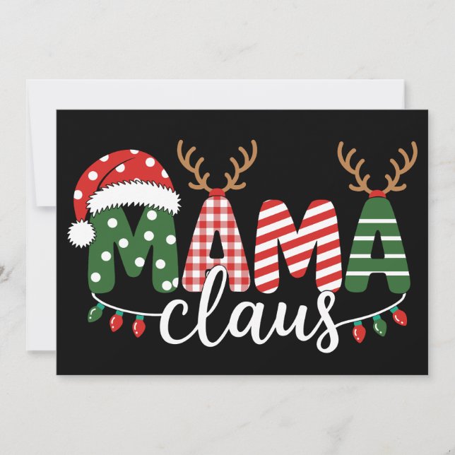 Convites Chapéu de Natal da Mamãe Noel Luzes de Rena (Frente)