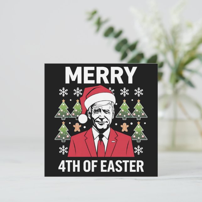 Convites Chapéu de Natal de Joe Biden Feliz Páscoa de 4 de  (Em pé/Frente)