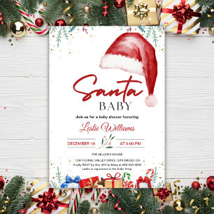 Convites Chapeu de Natal de Papai Noel Chuveiro de Bebê de 