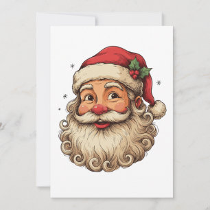 Convites Chapéu de Natal Retro do Papai Noel Rosto Sorriden