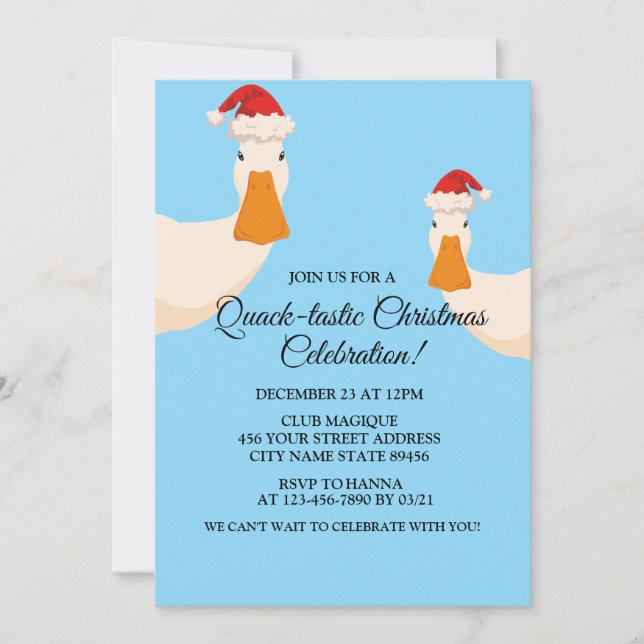 Convites Chapéu de Natal simples pato engraçado e minimalis (Frente)
