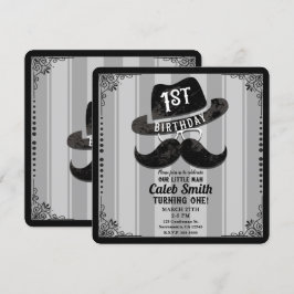 Convites Chapéu de Óculos de Bigode de Hipster Aniversário 
