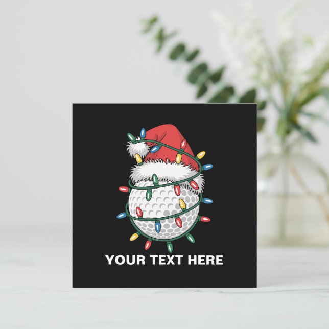 Convites Chapéu de Papai Noel com Bolas de Golfe Personaliz (Em pé/Frente)