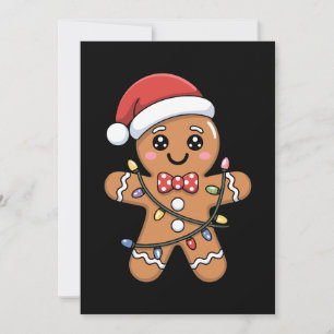 Convites Chapéu de Papai Noel de Pão de Mel de Natal Luzes 