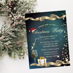 Convites Chapéu de Papai Noel Elegante,Vidro,Festa de Natal