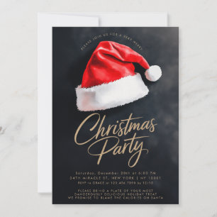 Convites Chapéu de Papai Noel Festivo Preto Festa de Natal
