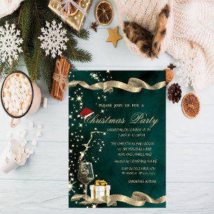 Convites Chapéu de Papai Noel,Vidro,Natal Corporativo Verde