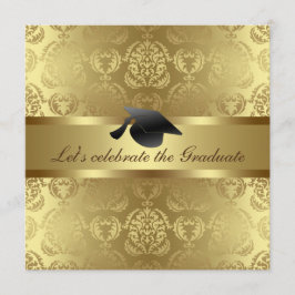 Convites Chapéu Dourado Elegante de Graduação em Preto Cor