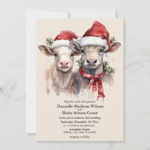 Convites Chapéu Festivo de Papai Noel Vaca Bezerros Casamen