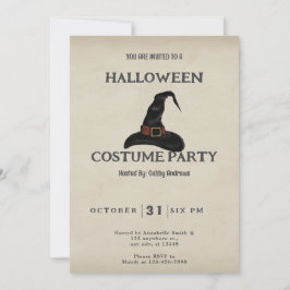 Convites Chapéu Preto de Bruxas Vintage Halloween