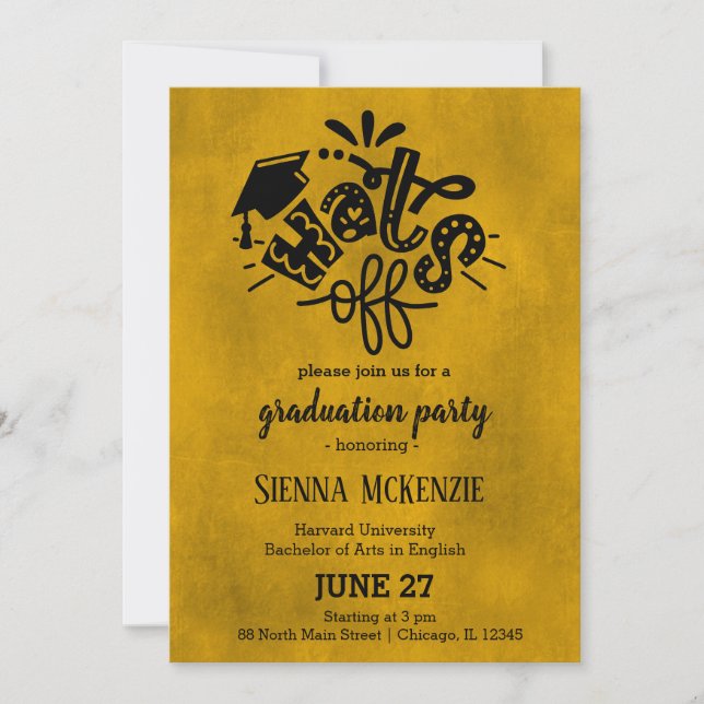 Convites Chapéus desligados - Amarelo (Frente)