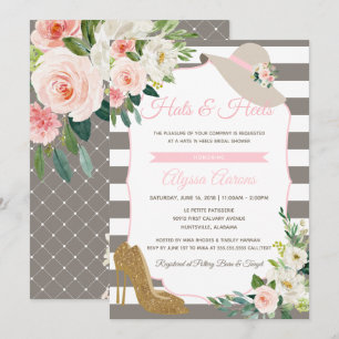 Convites Chapéus e saltos Derby Greige Chá de panela Floral
