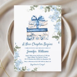 Convites chapter begins, blue bow books floral baby shower 
