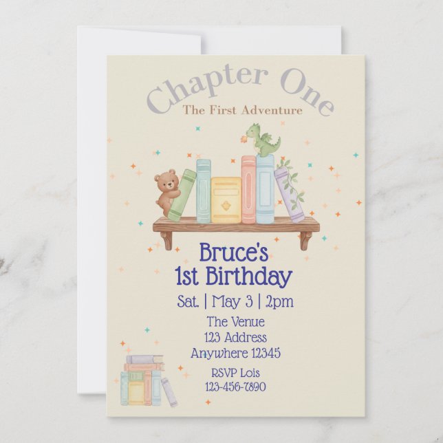Convites Chapter One, First Adventure, 1st Birthday (Frente)