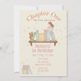 Convites Chapter One, First Adventure, 1st Birthday Girl