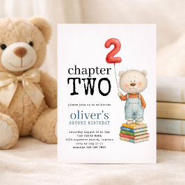 Convites Chapter Two Teddy Bear Books Boy 2nd Birthday