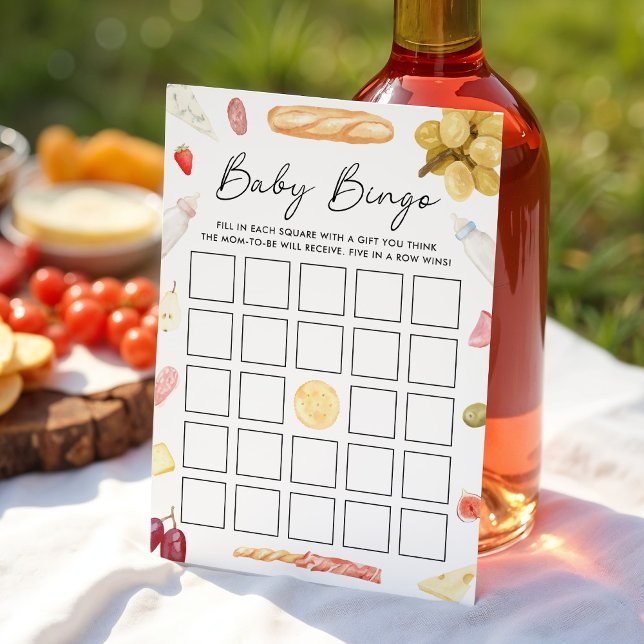 Convites Charcuterie Baby Shower Bingo Card (Criador carregado)