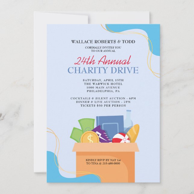 Convites CHARITY DRIVE Lection Corporate Gala Fundraiser (Frente)