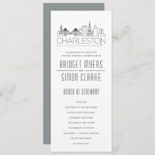 Convites Charleston Stylized Skyline   Programa Casamento