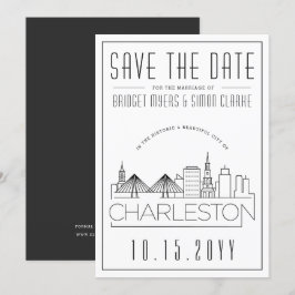 Convites Charleston Wedding Stylized Skyline Salvar a Data