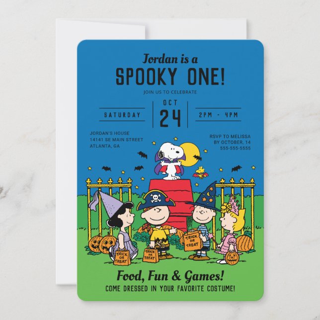 Convites Charlie Brown e Gang Halloween primeiro aniversari (Frente)