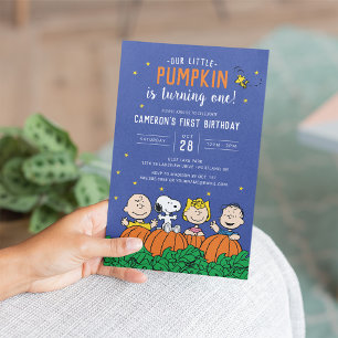 Convites Charlie Brown e Gang Pumpkin Primeiro Aniversário