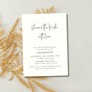 Convites CHARLOTTE Modern Ivory Script Chá de panela