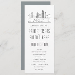Convites Charlotte Stylized Skyline Programa Casamento