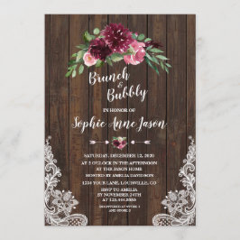 Convites Charm Burgundy Floral Brunbble Chá de panela