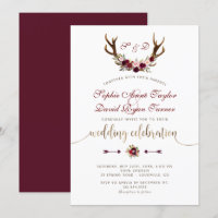 Charm Burgundy Marsala Floral Antlers Dourado Casa