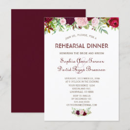 Convites Charm Burgundy Marsala Janto de ensaio Floral