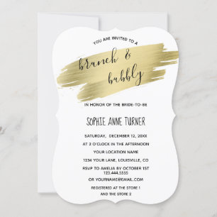 Convites Charm Calligraphy Dourado Stroke Brunch & Bubble